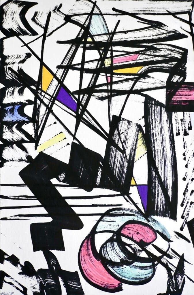 Angry Black Line,
Markers on cotton (60cm x40cm)