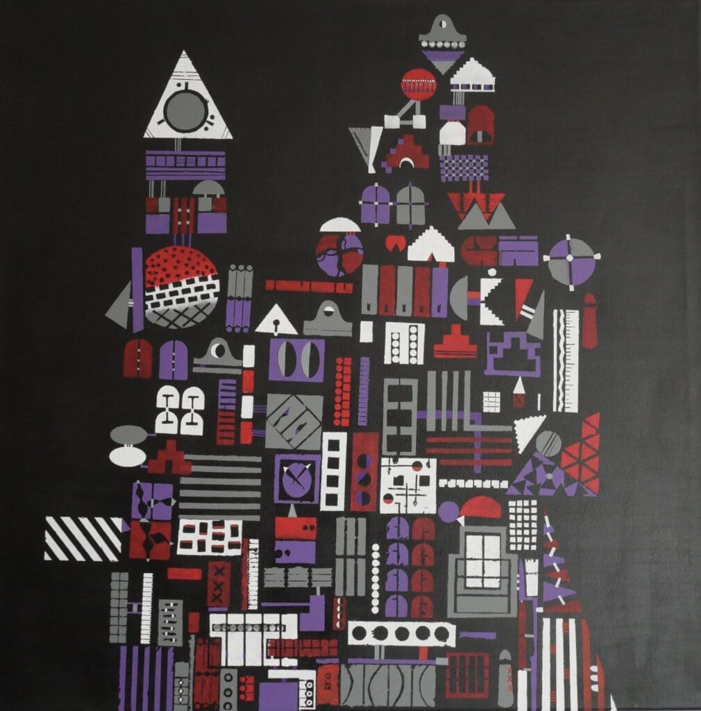 Black-A'dam,
Acrylic paint and markers on linen (100cm x 100cm)