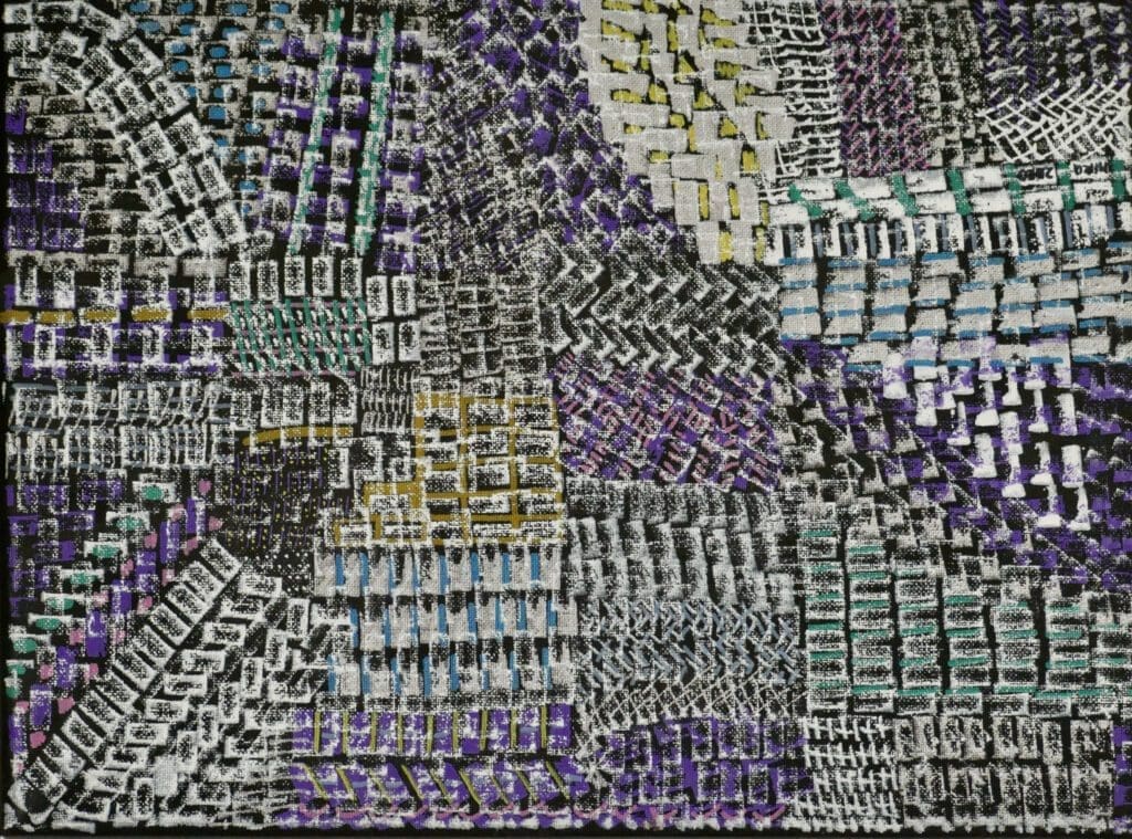 City Planning,
Acrylic paint and acrylic markers on black cotton (30cm x 40cm)