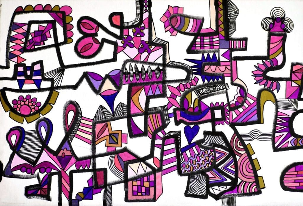 Spring,
Acrylic paint and markers on linen (60cm x 40cm)