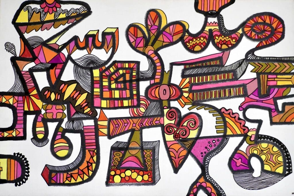 Summer,
Acrylic paint and markers on linen (60cm x 40cm)