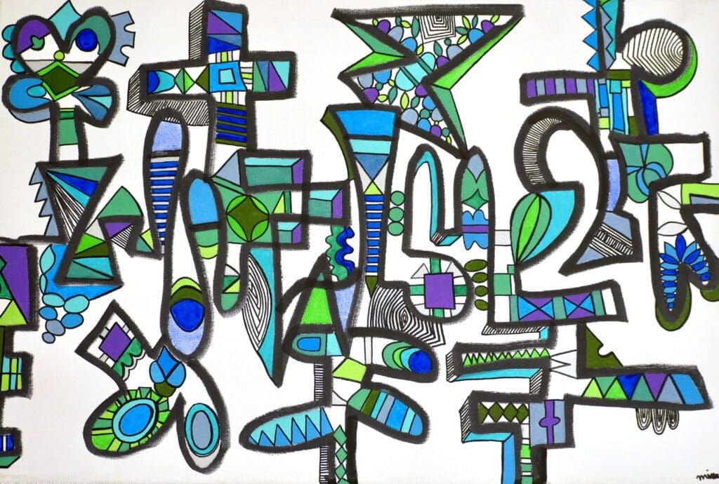 Winter,
Acrylic paint and markers on linen (60cm x 40cm)