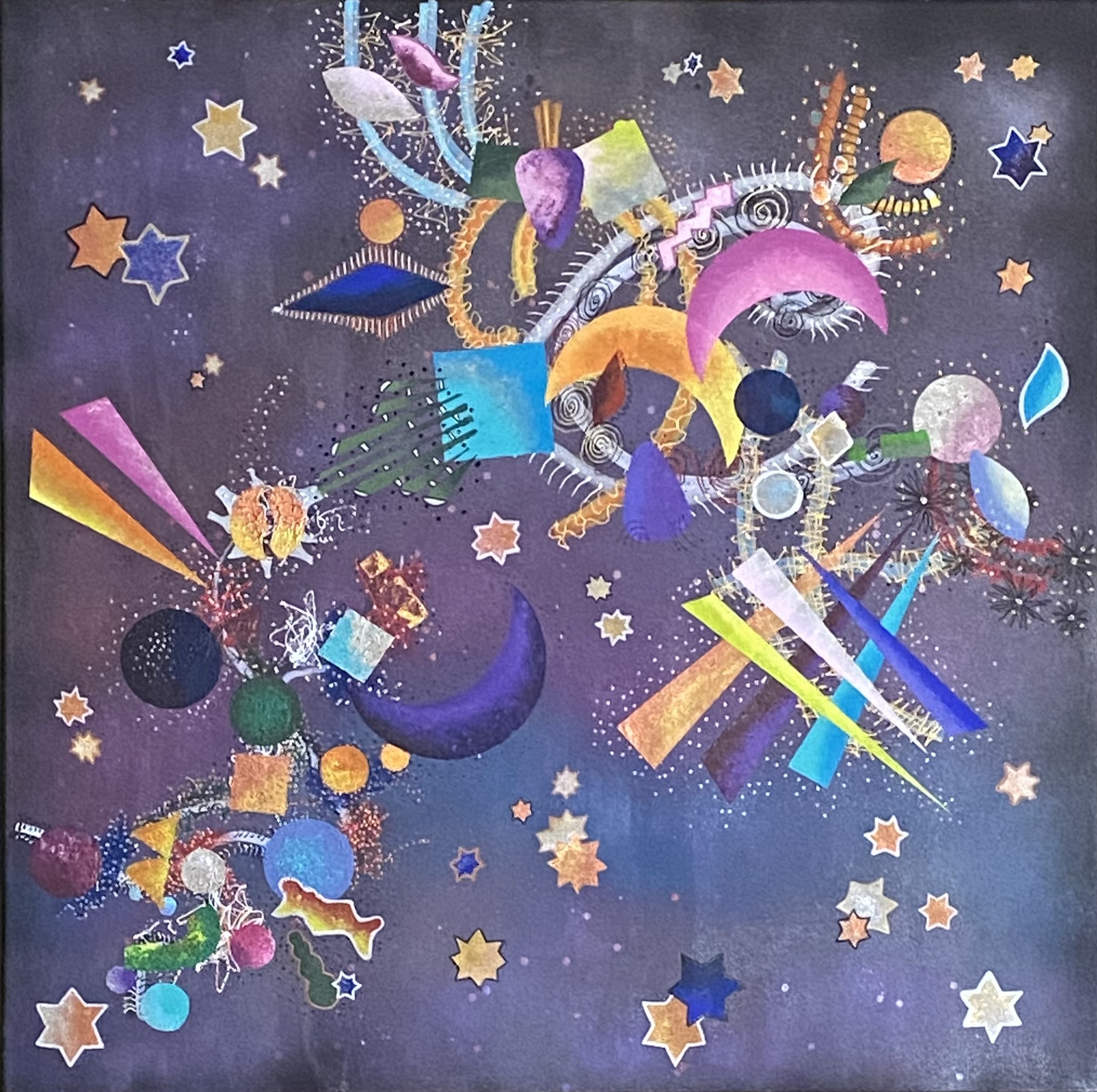 Happy,
Acrylic paint, markers and spray paint on linnen (100cm x 100cm)