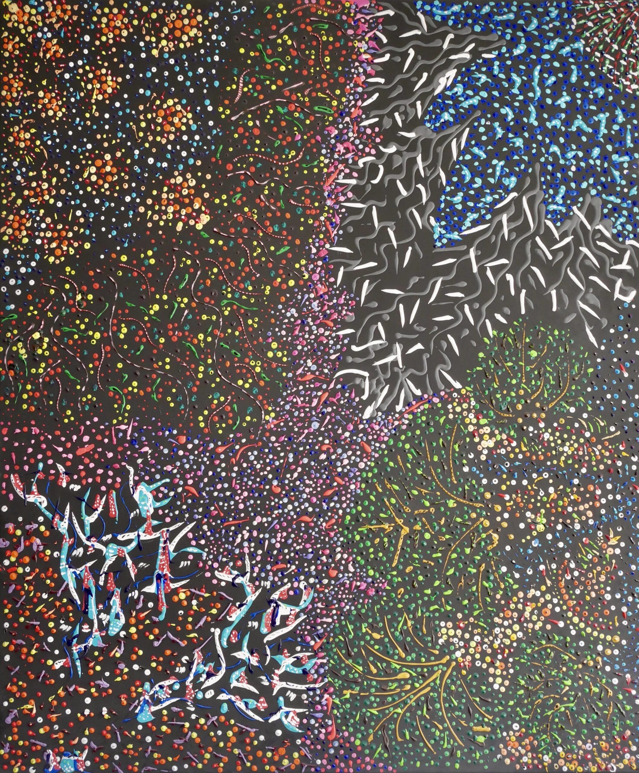 Spiky summer,
Acrylic paint on cotton (120cm x 100)