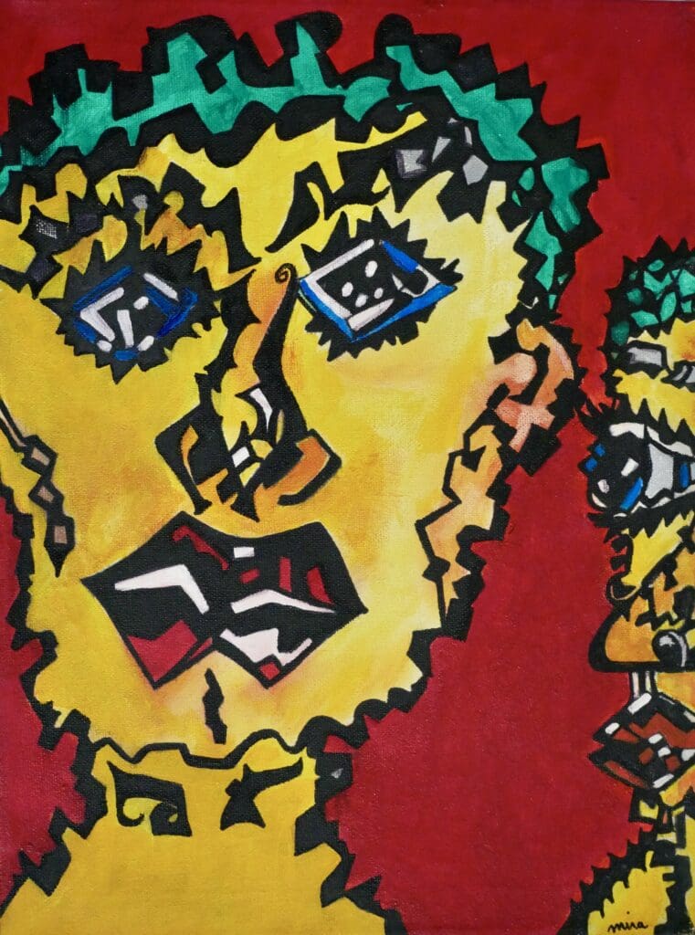 Face,
Acrylic paint and markers on cotton (40cm x 30cm)