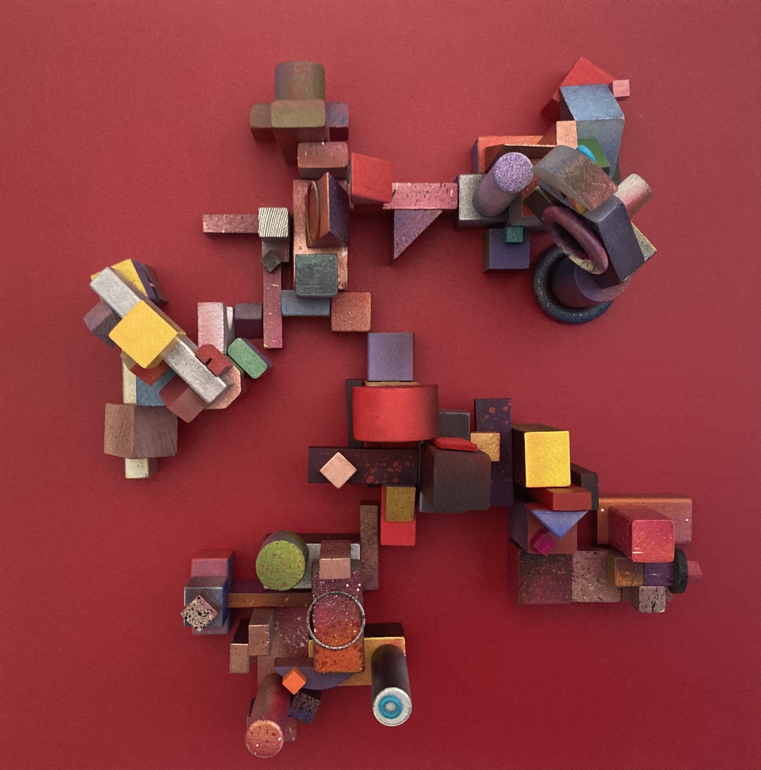 Running Man,
Hand painted wooden blocks on lime wood (50cm x 50cm)
